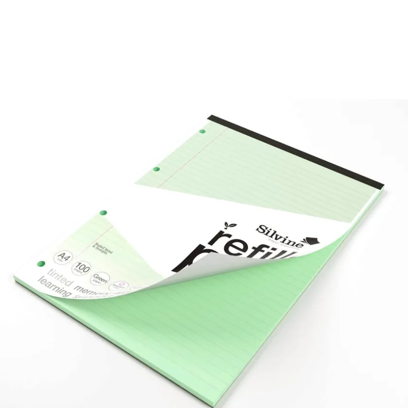 TTS A4 Tinted Refill Pads 8mm Ruled Margin Assorted 100pg 5pk Discount