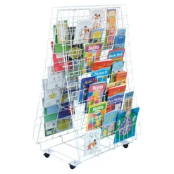 TTS Double Sided Mobile Book Rack H1300 x W795 x D570mm New