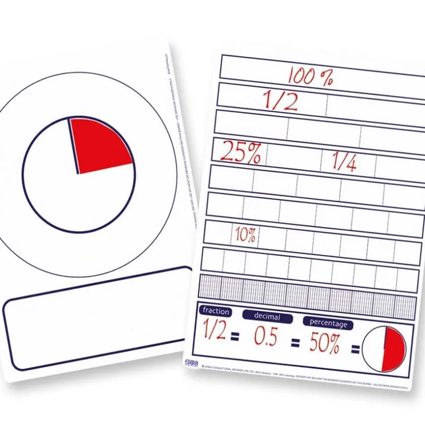 TTS Dry Erase Fractions, Decimals & Percentages Board Class 30pk Discount