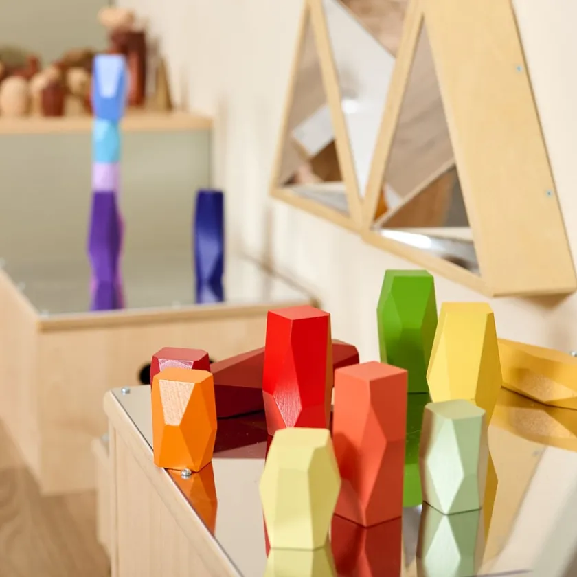 TTS Loose Parts Tonal Rainbow Wooden Boulder Blocks Clearance