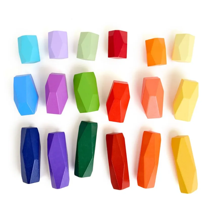 TTS Loose Parts Tonal Rainbow Wooden Boulder Blocks Clearance