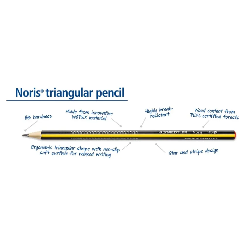 TTS Staedtler Noris Triangular HB Pencils pk New