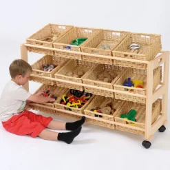 TTS Tilted Wicker Basket Tidy With 12 Baskets New