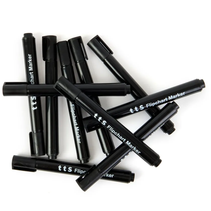 TTS Black Flipchart Marker Pens 10pk Outlet