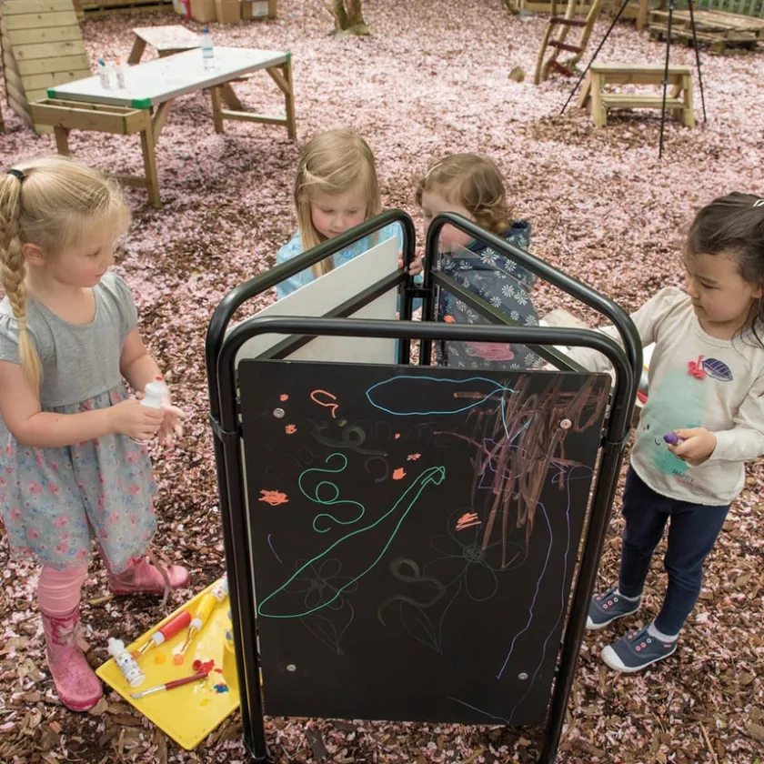 TTS Three Sided Packaway Toddler Easel Assorted Surfaces Clearance