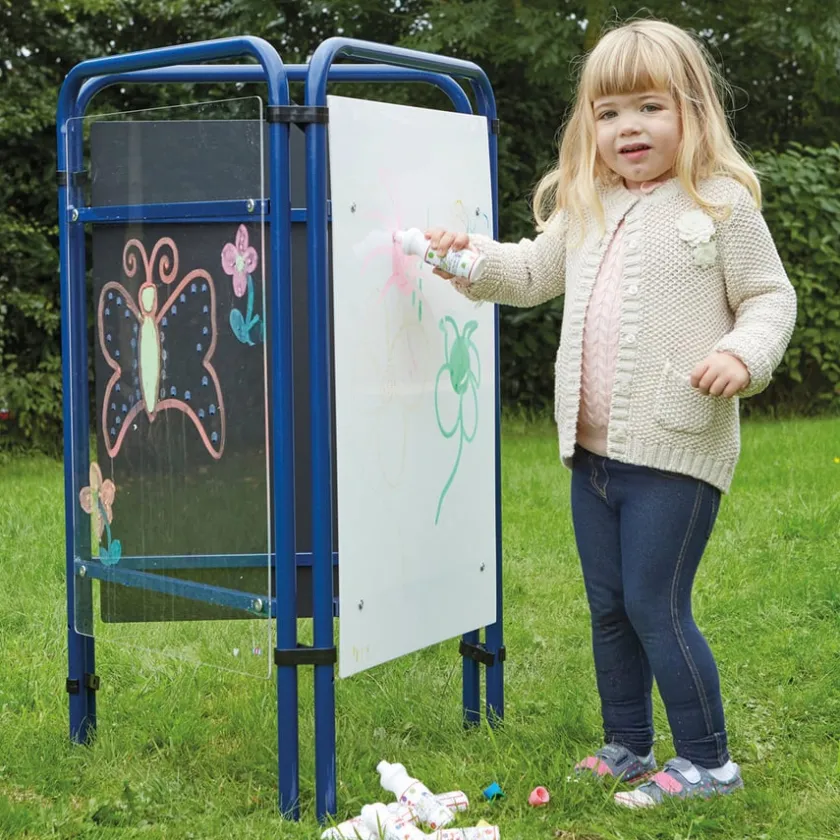 TTS Three Sided Packaway Toddler Easel Assorted Surfaces Clearance