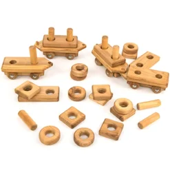 TTS Wooden Toddler Train with Building Blocks Online
