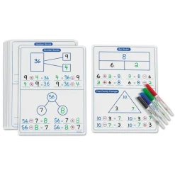TTS Write & Wipe Visualise Maths Boards 30pk New